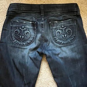 Siwy Hannah Rapture Wash Skinny Distressed Signature Embroidered Pocket Jeans 26